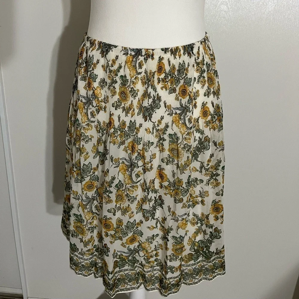 Max Studio Elastic Waist Sunflower Print Lined Skirt Size Small